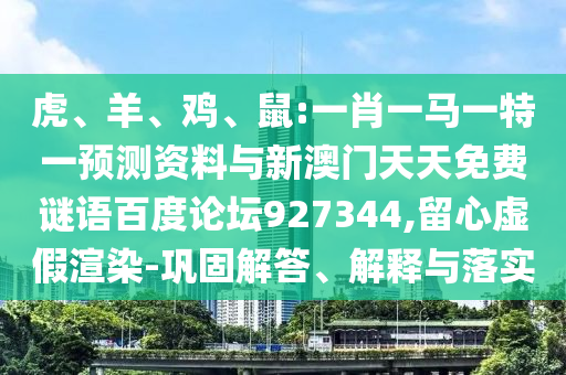 虎、羊、鸡、鼠:一肖一马一特一预测资料与新澳门天天免费谜语百度论坛927344,留心虚假渲染-巩固解答、解释与落实