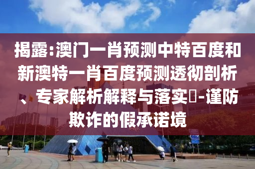 揭露:澳门一肖预测中特百度和新澳特一肖百度预测透彻剖析、专家解析解释与落实-谨防欺诈的假承诺境