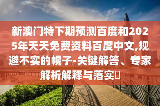 新澳门特下期预测百度和2025年天天免费资料百度中文,规避不实的幌子-关键解答、专家解析解释与落实​