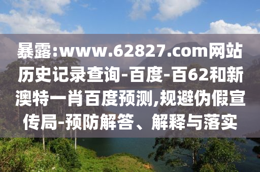 暴露:www.62827.com网站历史记录查询-百度-百62和新澳特一肖百度预测,规避伪假宣传局-预防解答、解释与落实