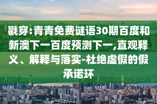 戳穿:青青免费谜语30期百度和新澳下一百度预测下一,直观释义、解释与落实-杜绝虚假的假承诺环