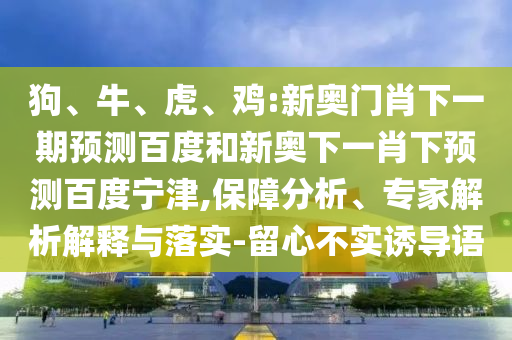 狗、牛、虎、鸡:新奥门肖下一期预测百度和新奥下一肖下预测百度宁津,保障分析、专家解析解释与落实-留心不实诱导语