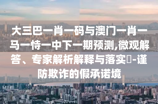 大三巴一肖一码与澳门一肖一马一恃一中下一期预测,微观解答、专家解析解释与落实​-谨防欺诈的假承诺境