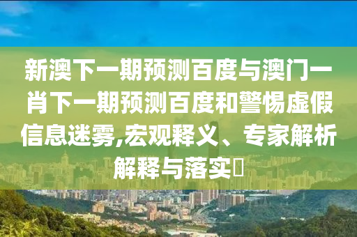 新澳下一期预测百度与澳门一肖下一期预测百度和警惕虚假信息迷雾,宏观释义、专家解析解释与落实