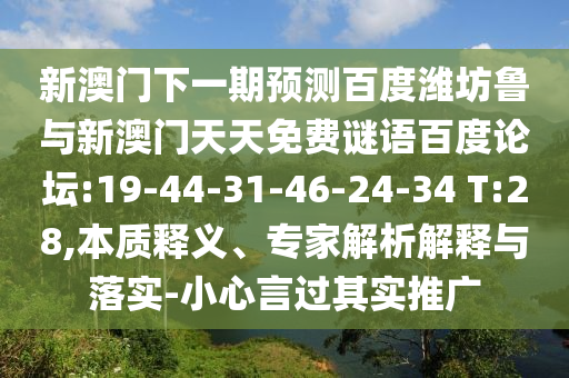 新澳门下一期预测百度潍坊鲁与新澳门天天免费谜语百度论坛:19-44-31-46-24-34 T:28,本质释义、专家解析解释与落实-小心言过其实推广