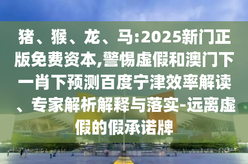 猪、猴、龙、马:2025新门正版免费资本,警惕虚假和澳门下一肖下预测百度宁津效率解读、专家解析解释与落实-远离虚假的假承诺牌