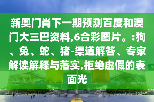 新奥门肖下一期预测百度和澳门大三巴资料,6合彩图片。:狗、兔、蛇、猪-渠道解答、专家解读解释与落实,拒绝虚假的表面光