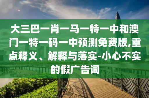 大三巴一肖一马一特一中和澳门一特一码一中预测免费版,重点释义、解释与落实-小心不实的假广告词