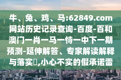 牛、兔、鸡、马:62849.com网站历史记录查询-百度-百和澳门一肖一马一恃一中下一期预测-延伸解答、专家解读解释与落实​,小心不实的假承诺雷