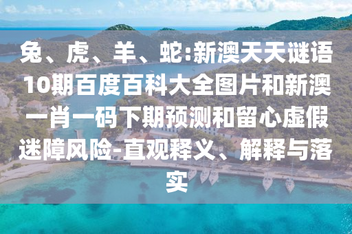 兔、虎、羊、蛇:新澳天天谜语10期百度百科大全图片和新澳一肖一码下期预测和留心虚假迷障风险-直观释义、解释与落实